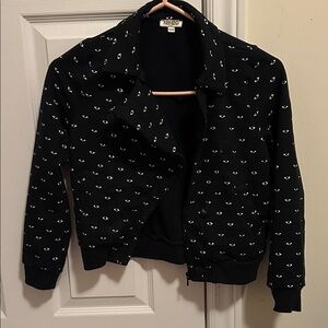 Kenzo Black and White Eye Pattern Bomber Jacket